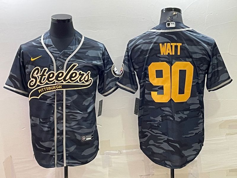 Men Pittsburgh Steelers #90 Watt Camo 2022 Nike Co branded NFL Jersey